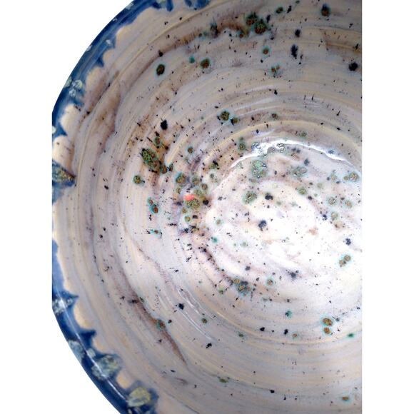 Blue Speckled Drip Glazed Studio Art Pottery Bowl - Picture 5 of 7